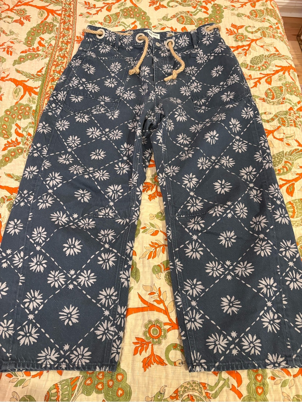 We The Free Good Luck Printed Barrel Leg Jeans NWOT